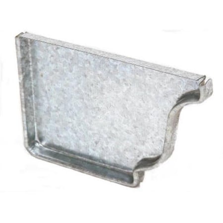 33005 Left End Gutter Cap44; White Galvanized Steel - 5 in